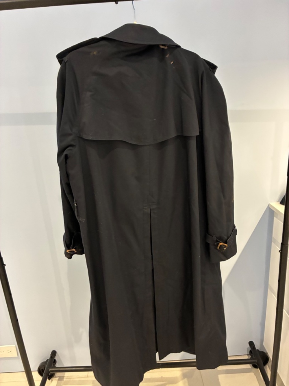 Vintage Burberrys Black Double Breasted Trench Coat Made in England Plaid Lined - Picture 5 of 5